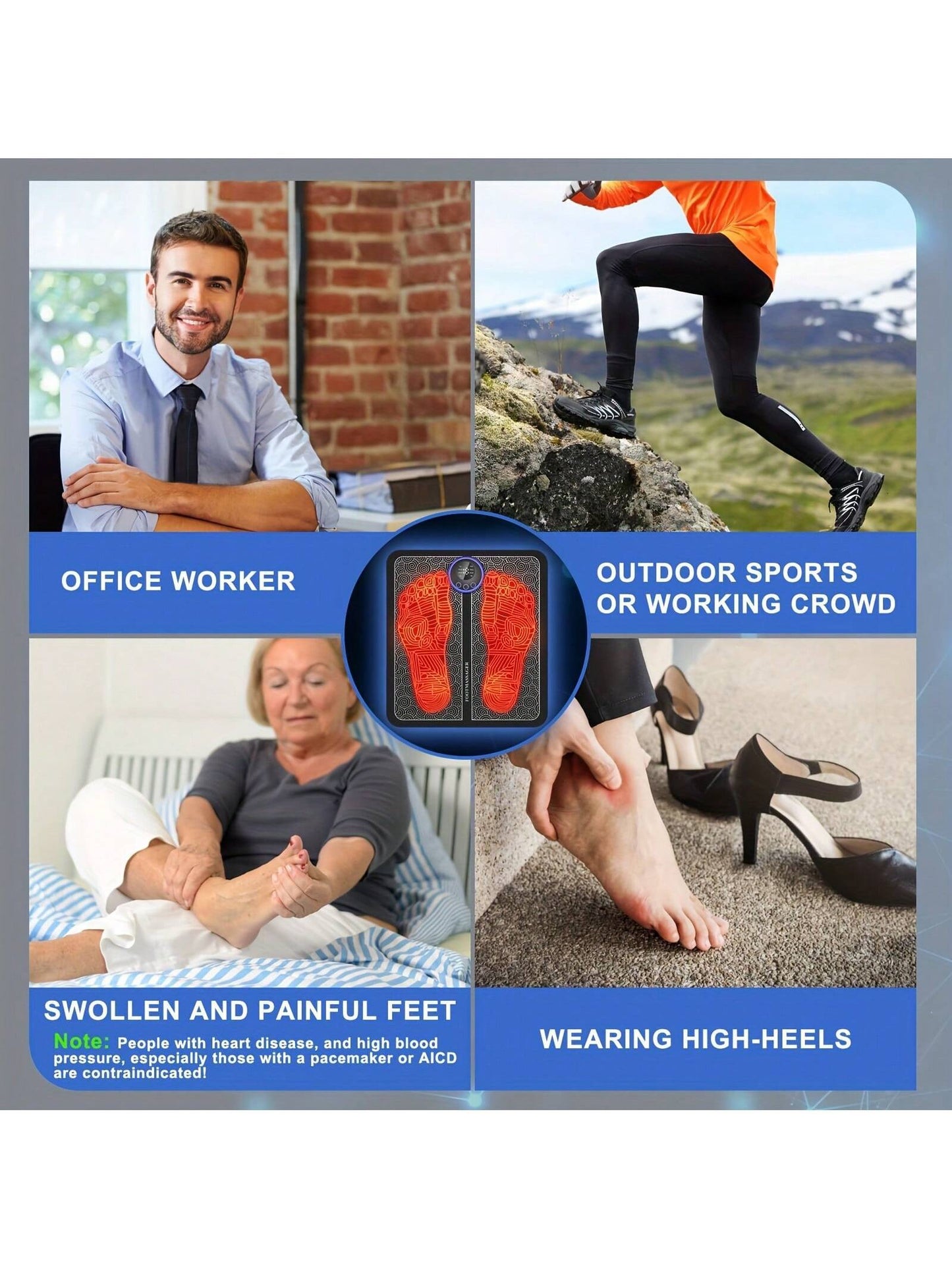 Neuropathy Foot Massager, Foot Pain Massage Pad, Muscle Relaxation, Portable Foot Massage Pad, Remote Control Foot Massager Stimulator